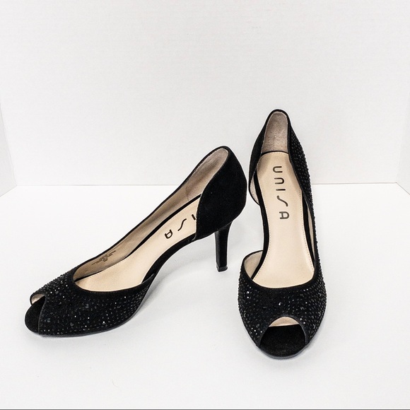 Unisa Shoes | Black Beaded Peep Toe Pump | Poshmark